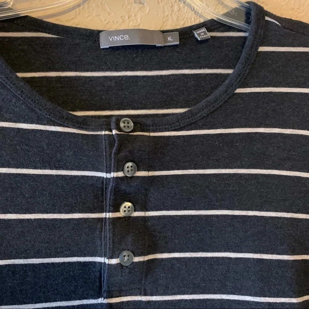 Vince Striped Dolman Long Sleeve Button Up T-Shirt